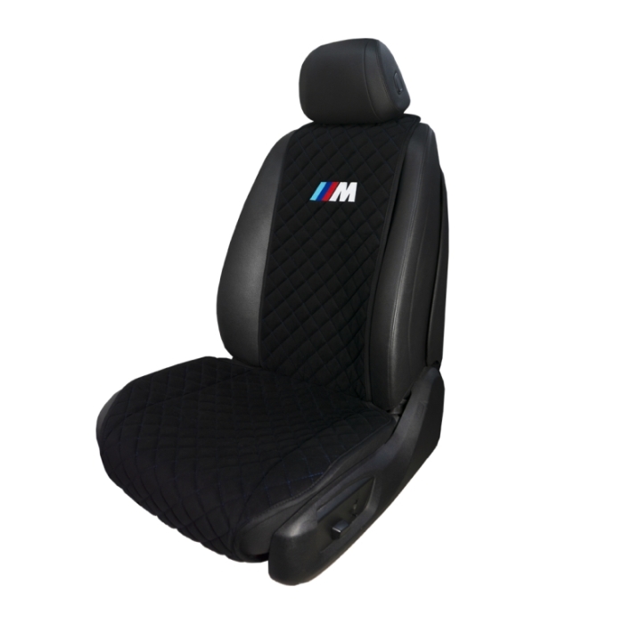 Накидки на сидения Накидка на переднее сиденье с вышивкой M (Черно-синяя)