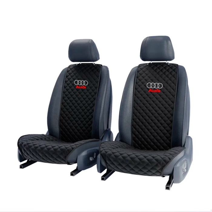 Накидки на сидения Комплект передних черных накидок с вышивкой Audi